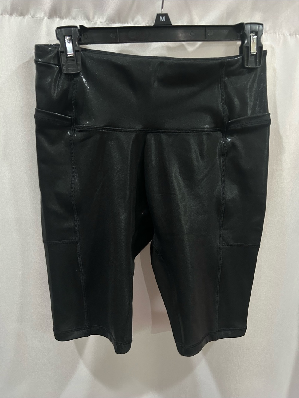 LN Crowned Athletics Onyx Black shiny biker Shorts